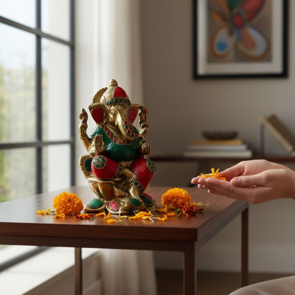 Brass Ganesha Statue – Large Handcrafted Ganesh Idol in 3 Designs