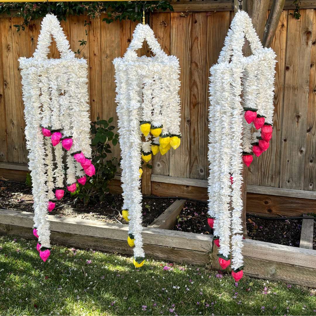Jasmine Flower Chandelier Set of 3 - 4FT Hanging Floral Decor