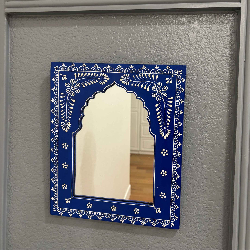 Hand-Painted Jharokha Mirror – 12x10 Inches, 8 Colours