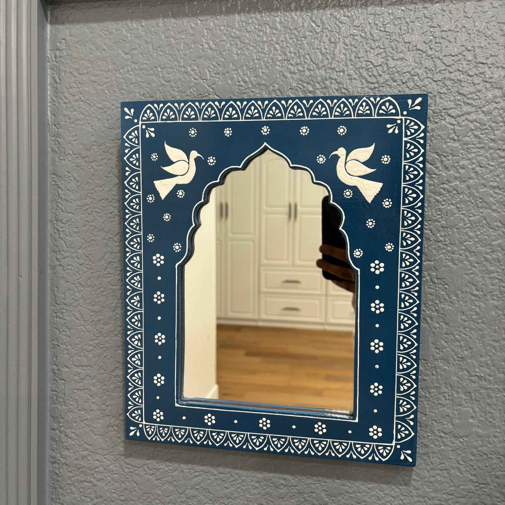Hand-Painted Jharokha Mirror – 12x10 Inches, 8 Colours