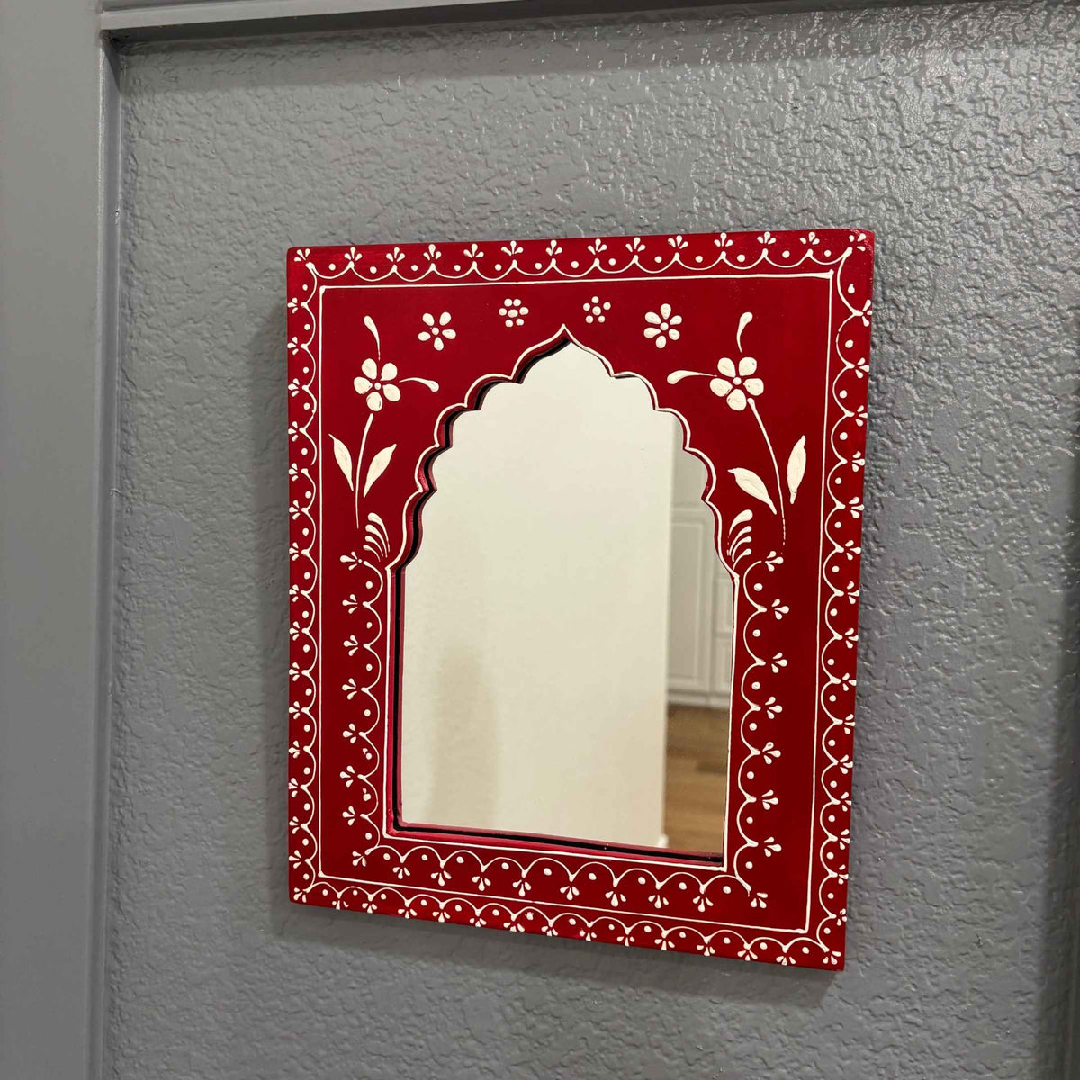 Hand-Painted Jharokha Mirror – 12x10 Inches, 8 Colours