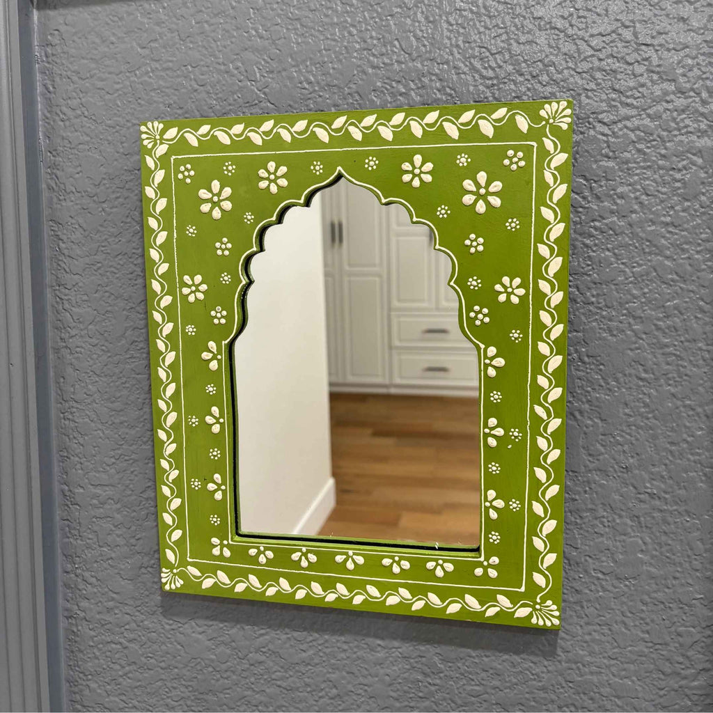 Hand-Painted Jharokha Mirror – 12x10 Inches, 8 Colours