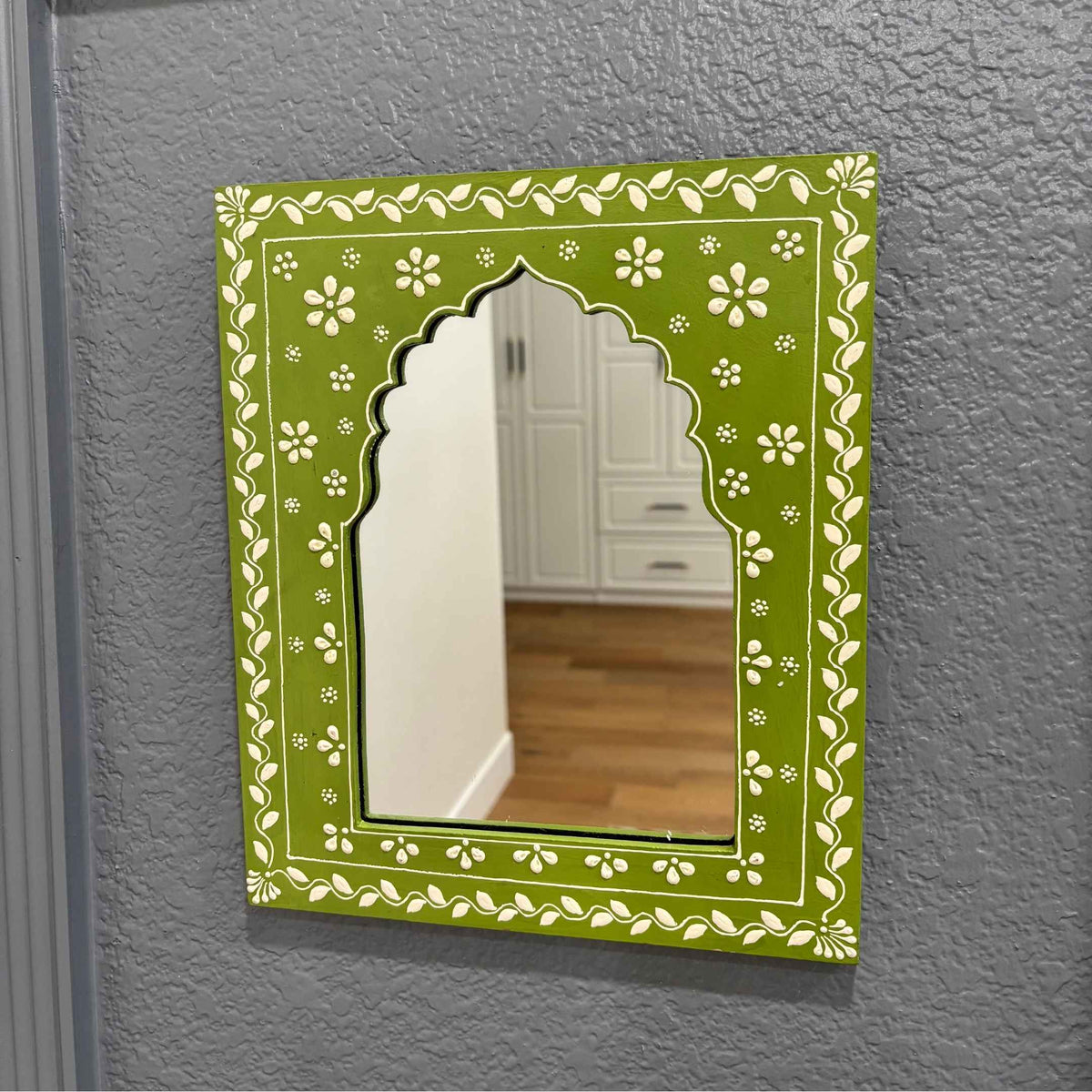 Hand-Painted Jharokha Mirror – 12x10 Inches, 8 Colours