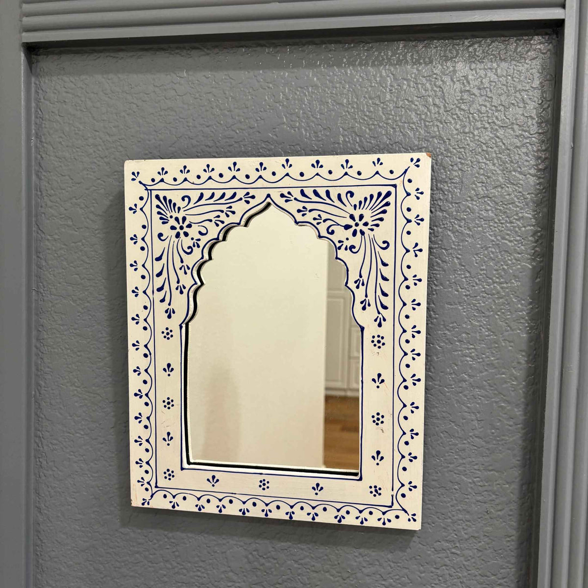 Hand-Painted Jharokha Mirror – 12x10 Inches, 8 Colours