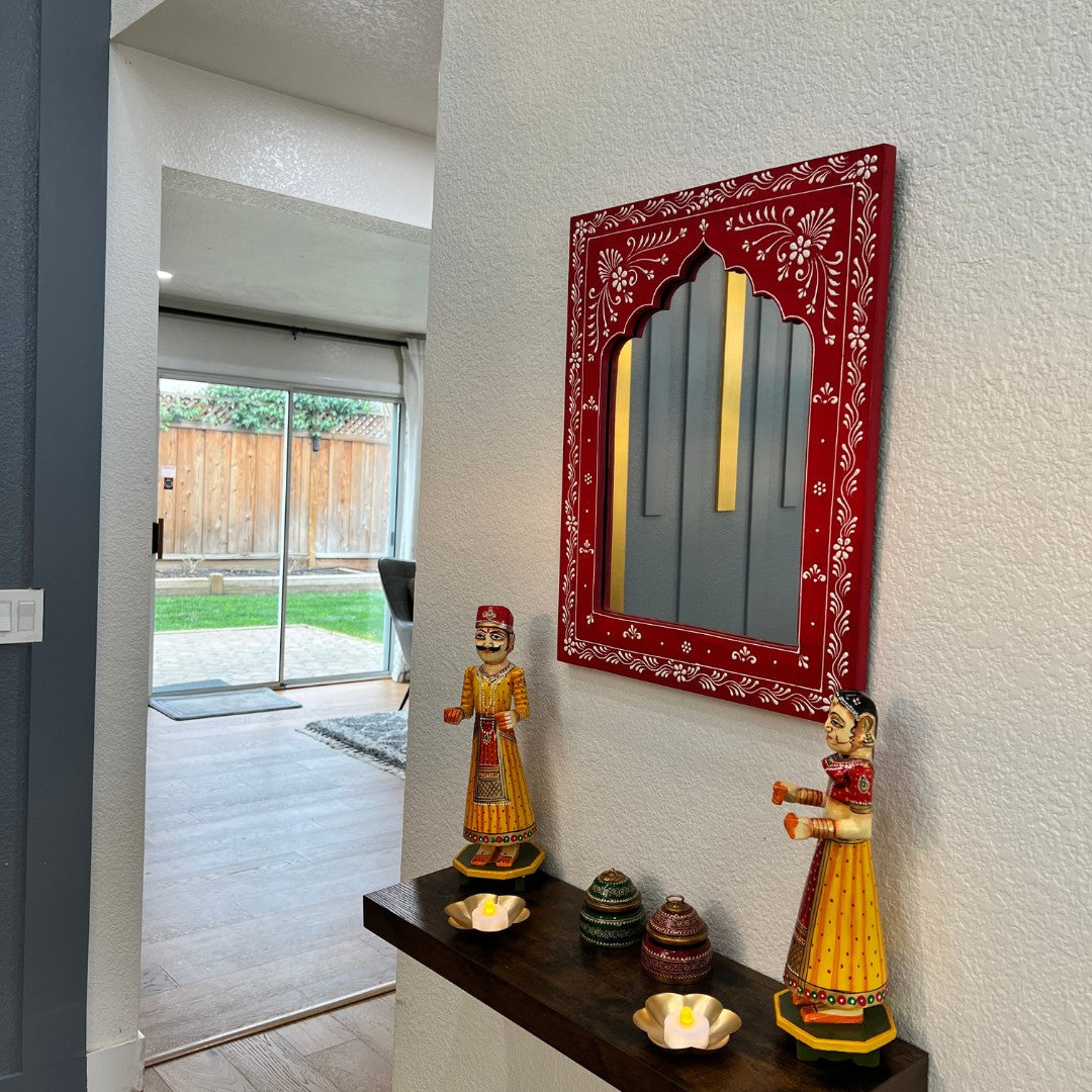 Large Jharokha Wall Mirror – 20x16 Inches, 7 Colours