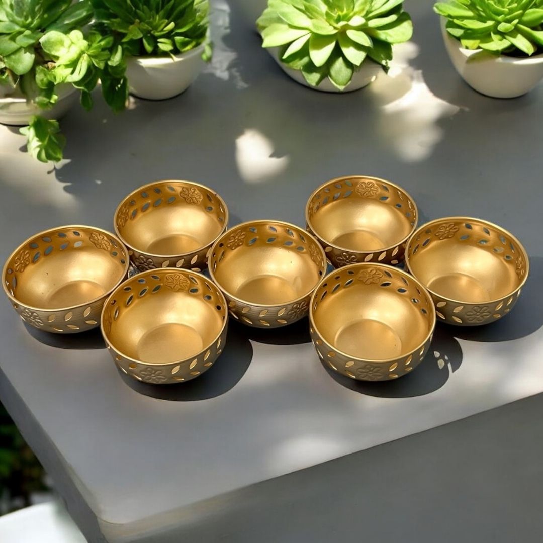 Lotus Motif Jumbo Urli Bowl Set – 13-Piece Wedding & Diwali Centerpiece