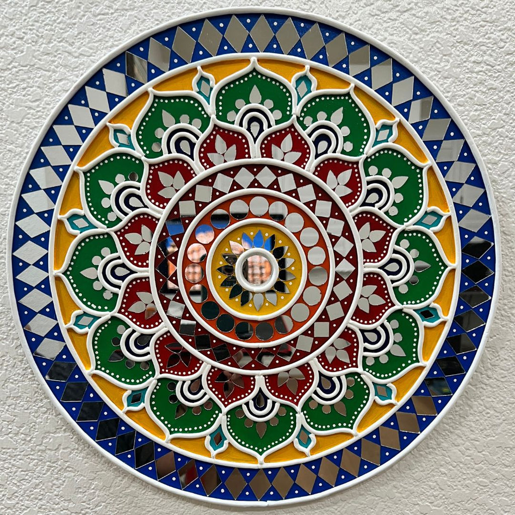 16-Inch Lippan Wall Art - Dot Mandala Mud & Mirror, 5 Colours