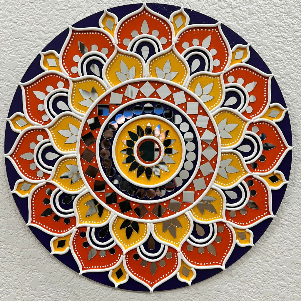 16-Inch Lippan Wall Art - Dot Mandala Mud & Mirror, 5 Colours