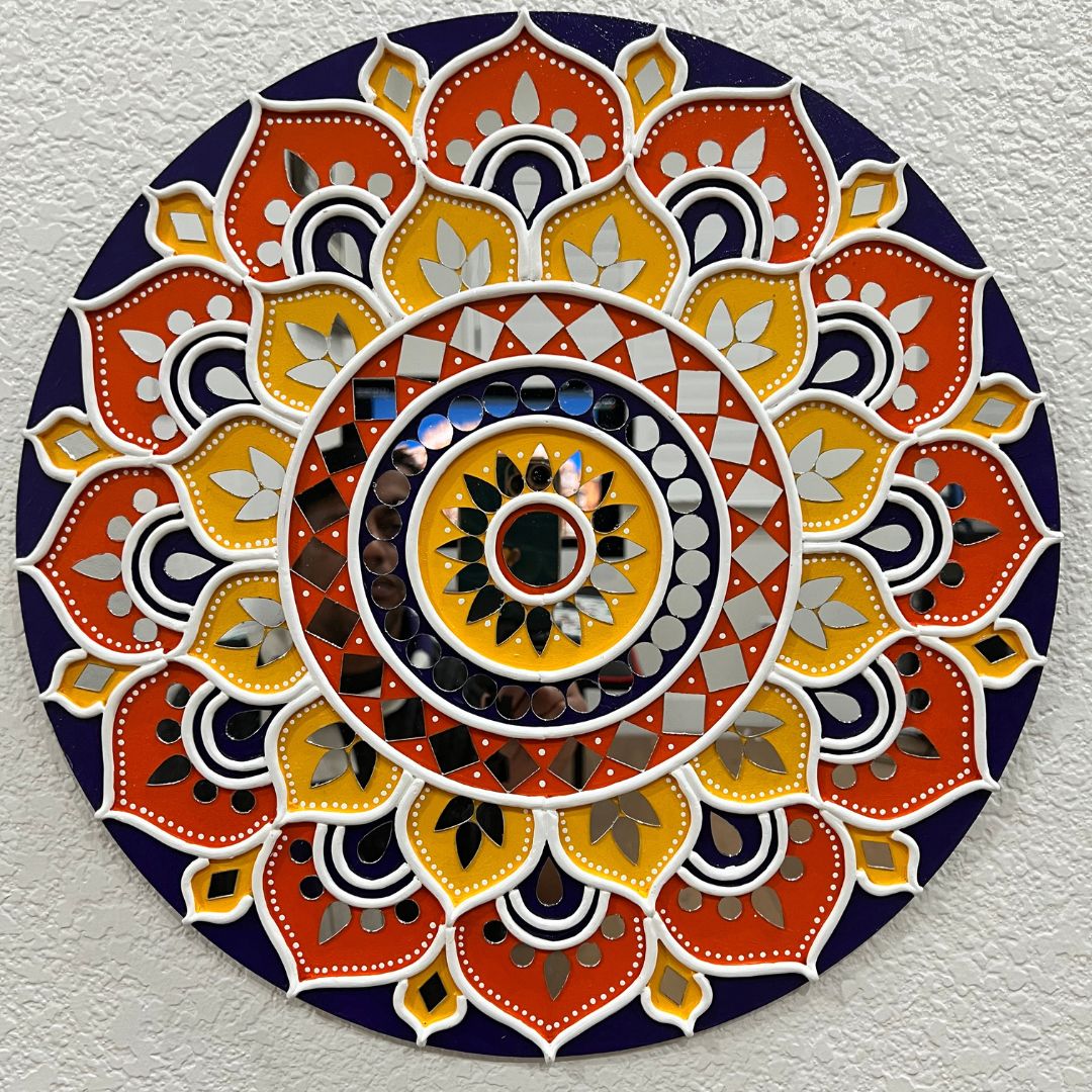 16-Inch Lippan Wall Art - Dot Mandala Mud & Mirror, 5 Colours