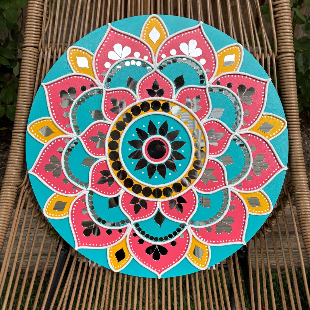 16-Inch Lippan Wall Art - Dot Mandala Mud & Mirror, 5 Colours