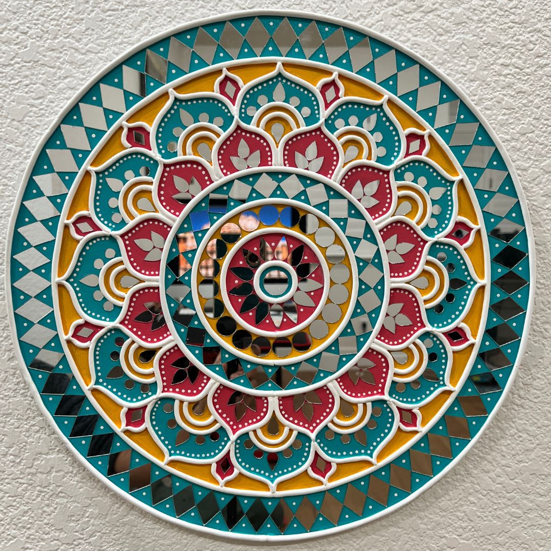 16-Inch Lippan Wall Art - Dot Mandala Mud & Mirror, 5 Colours