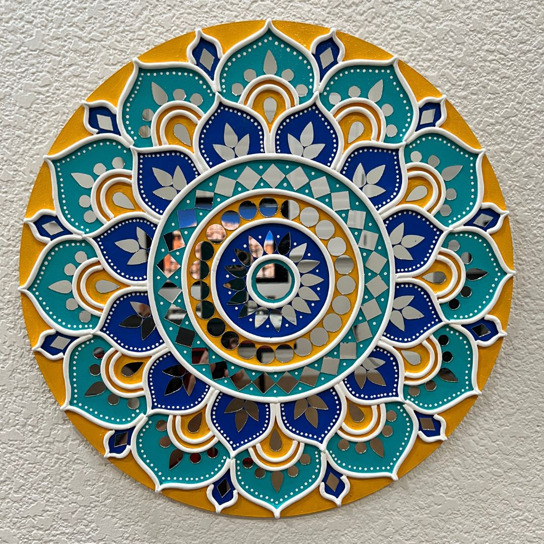 16-Inch Lippan Wall Art - Dot Mandala Mud & Mirror, 5 Colours