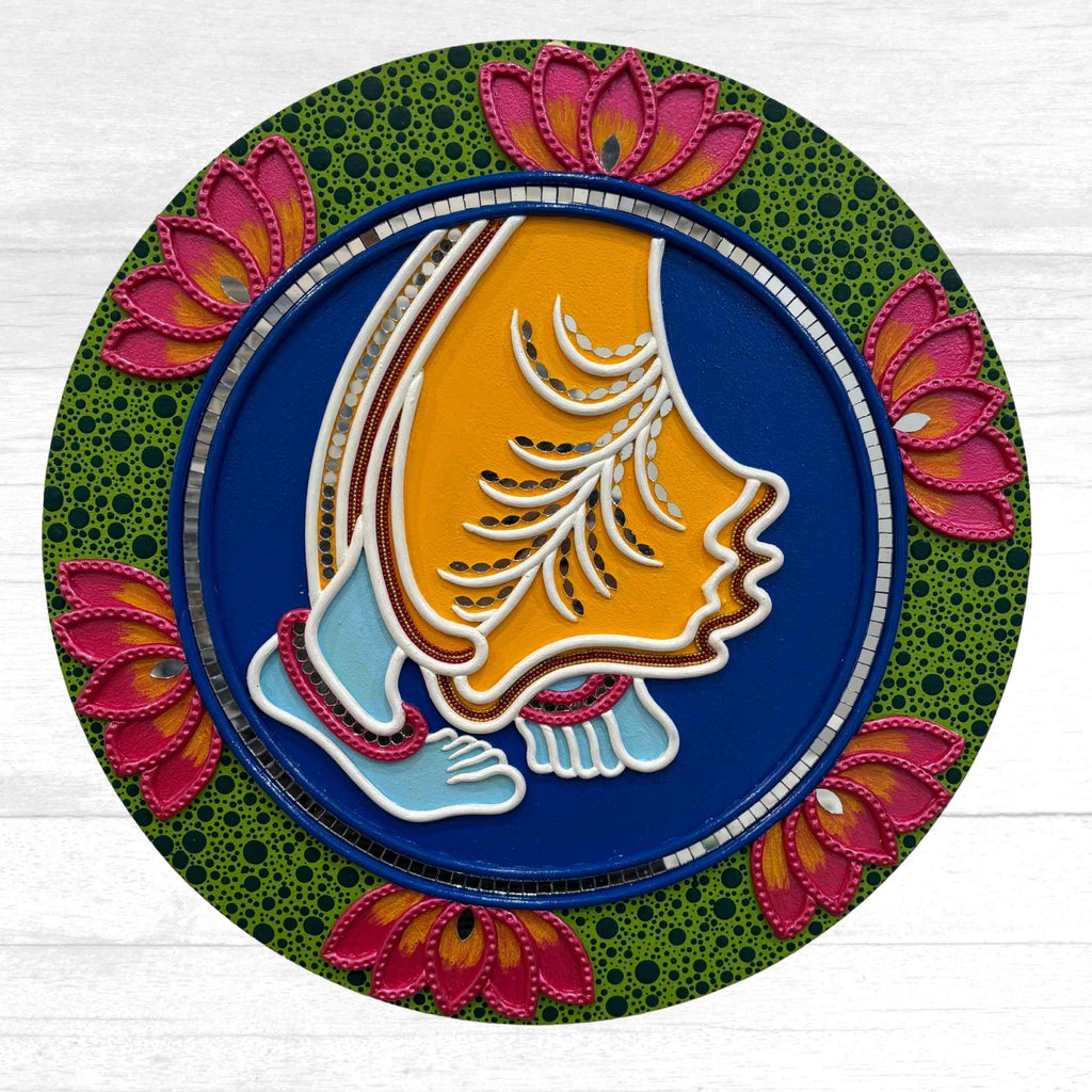 Krishna Lippan Wall Art Medallions - 4 Mud & Mirror Designs