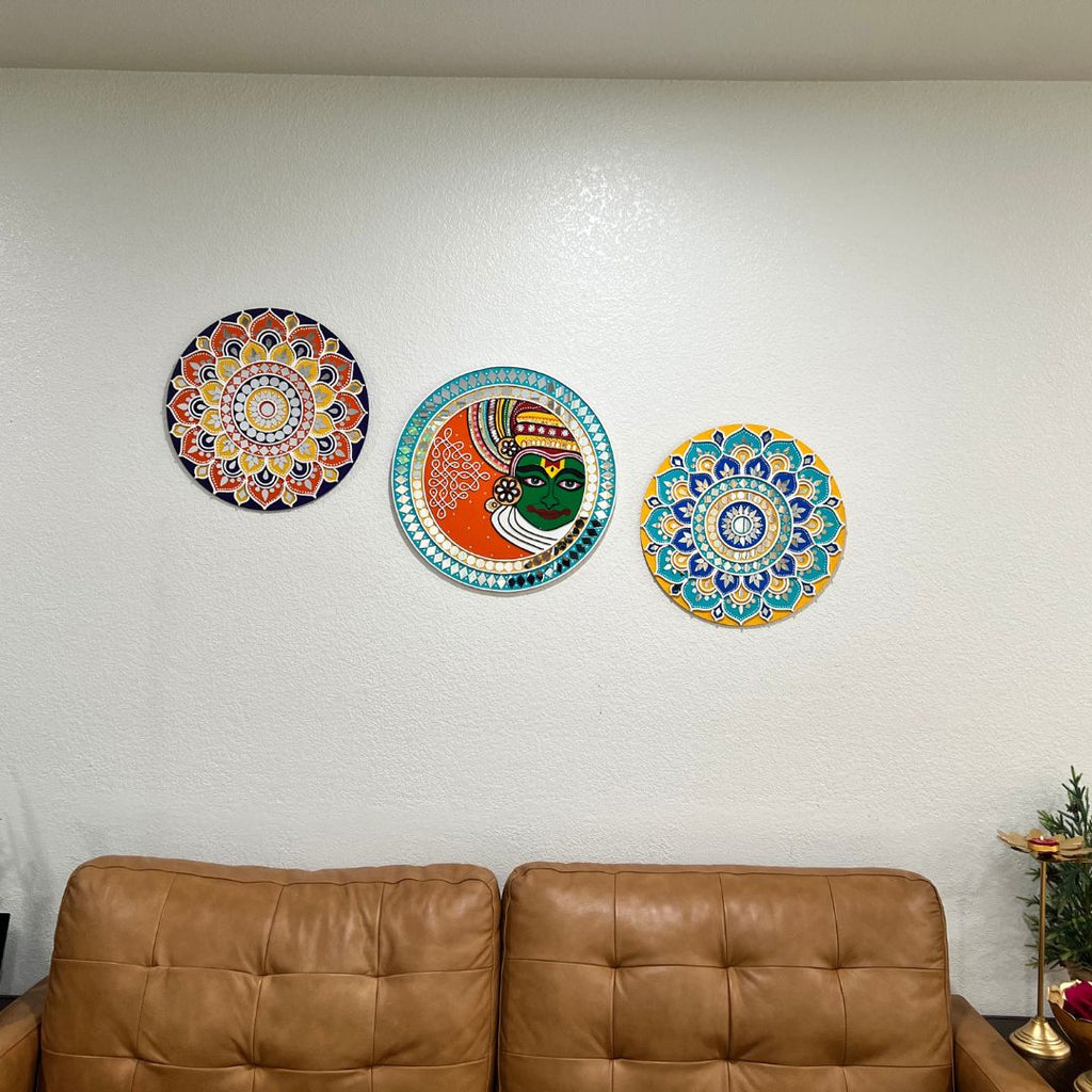 16-Inch Lippan Wall Art - Dot Mandala Mud & Mirror, 5 Colours