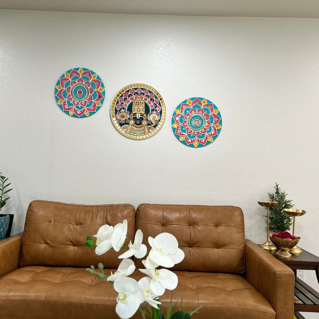 16-Inch Lippan Wall Art - Dot Mandala Mud & Mirror, 5 Colours
