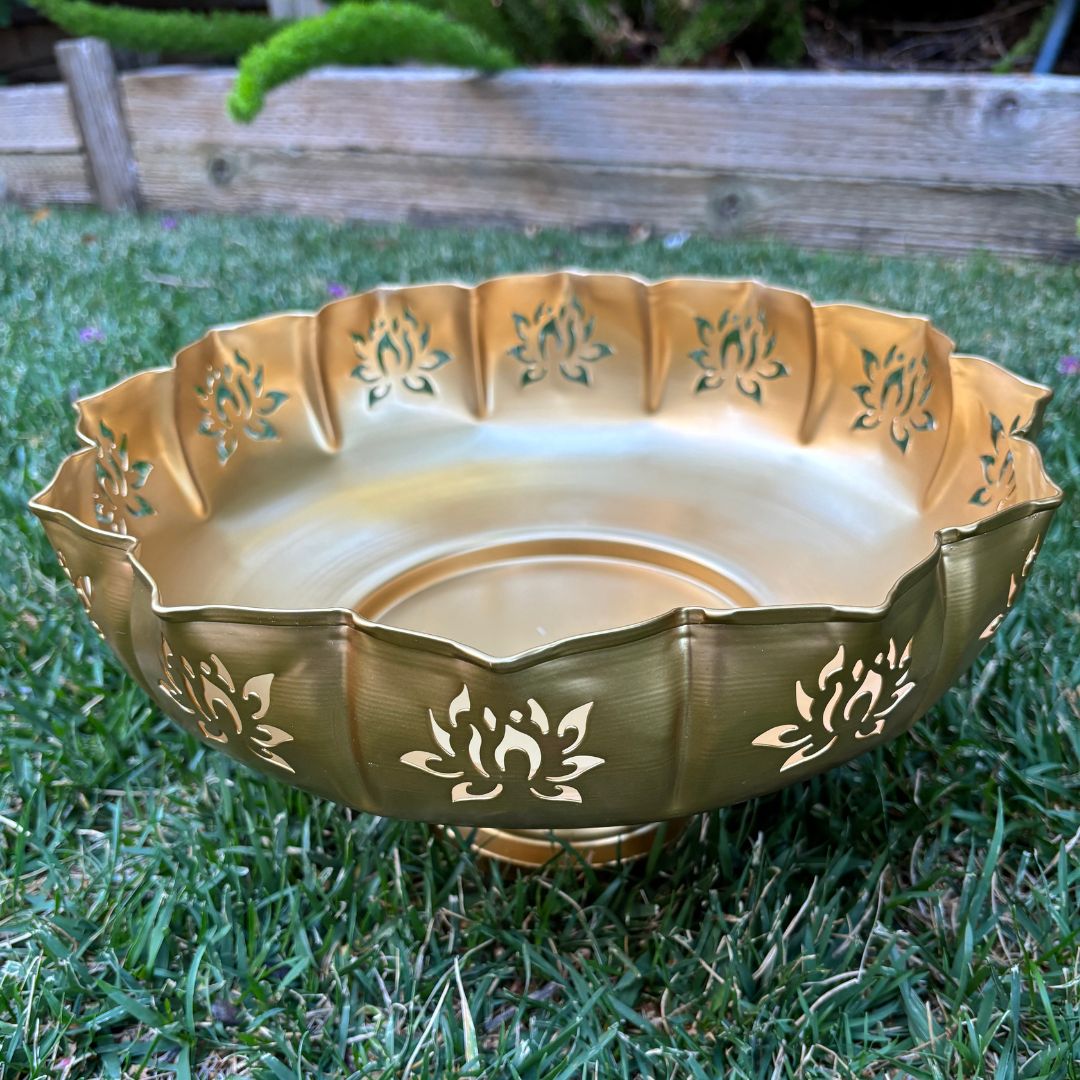 Cutout Lotus Urli Bowls – Set of 3 Sitting Urlis, Gold