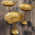 Hammered Lotus Urli Bowls – Set of 3 Standing Urlis, Gold