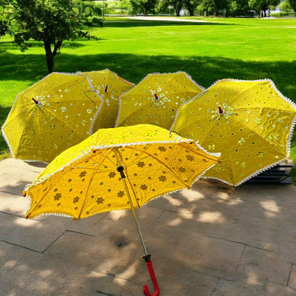 Yellow Cutwork Lace Parasols - Haldi & Mehendi Umbrellas
