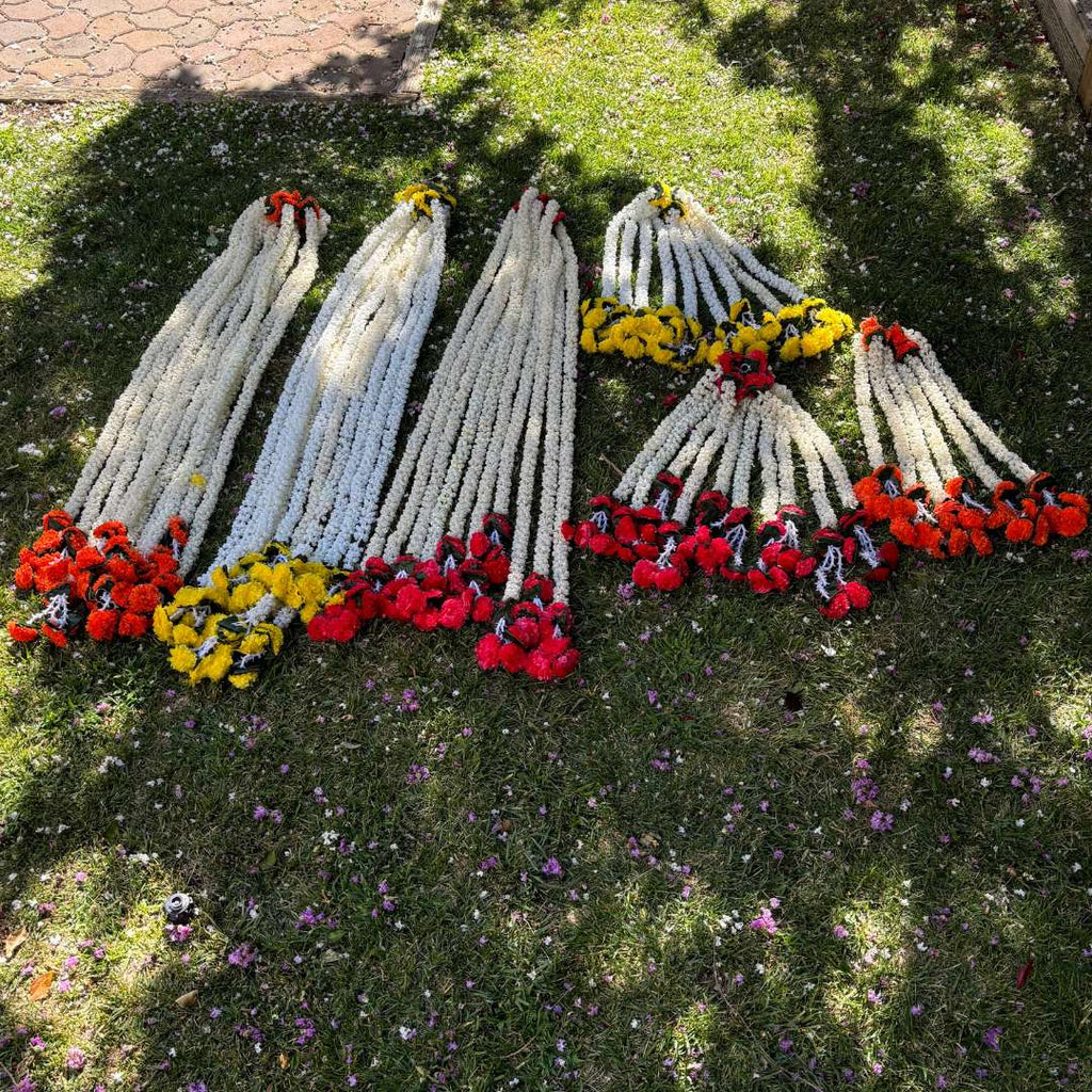 Mogra, Marigold and Leaf Garland Set of 10 - 5FT or 2FT