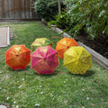 Gold Print Silk Parasols - Decorative Umbrellas, Sets of 5-25