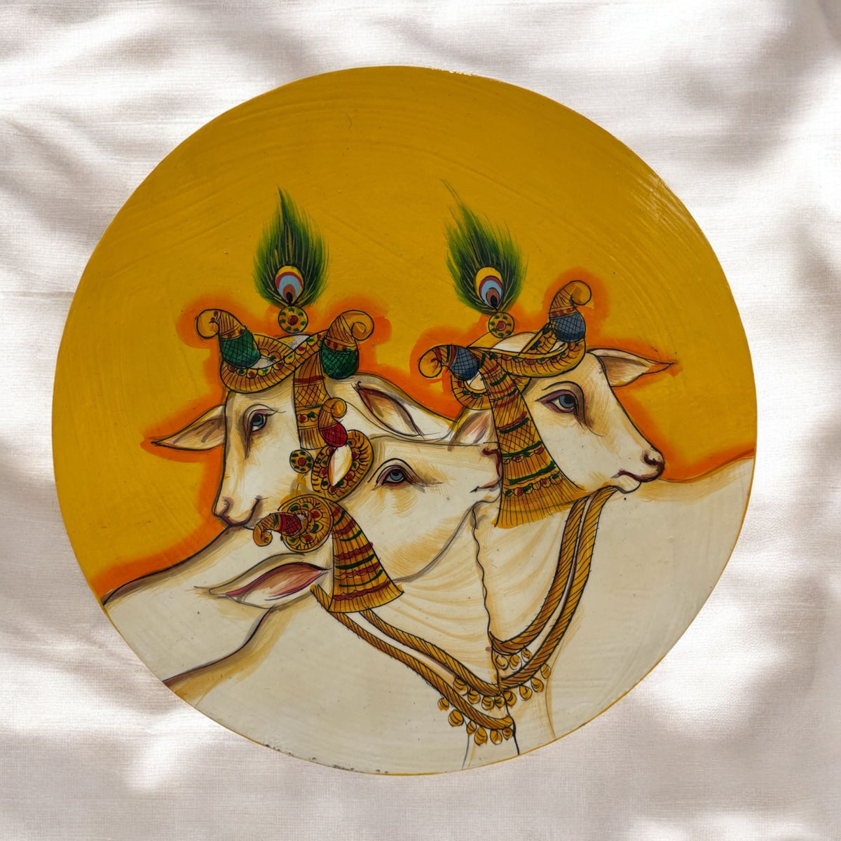 Pichwai Cow Wall Plate - 10-Inch Hand-Painted, 6 Designs