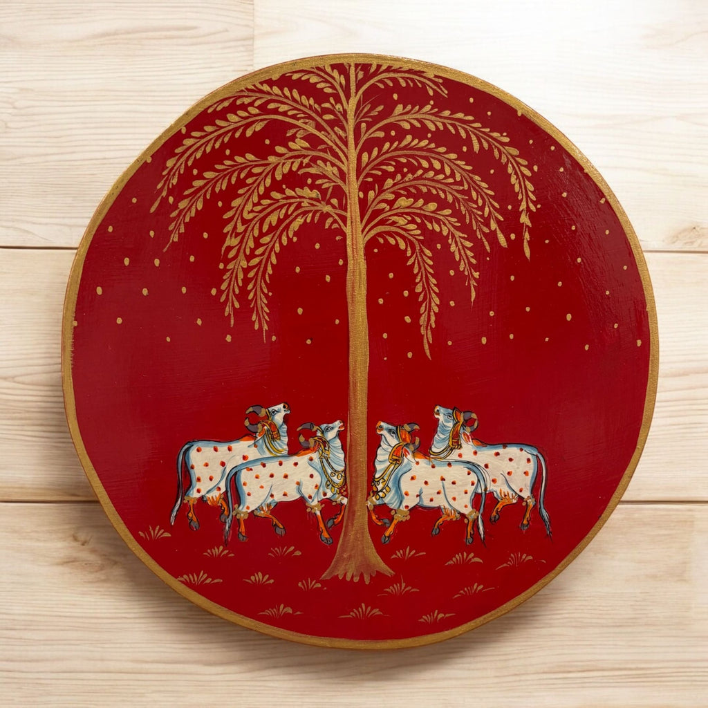 Pichwai Cow Wall Plate - 10-Inch Hand-Painted, 6 Designs
