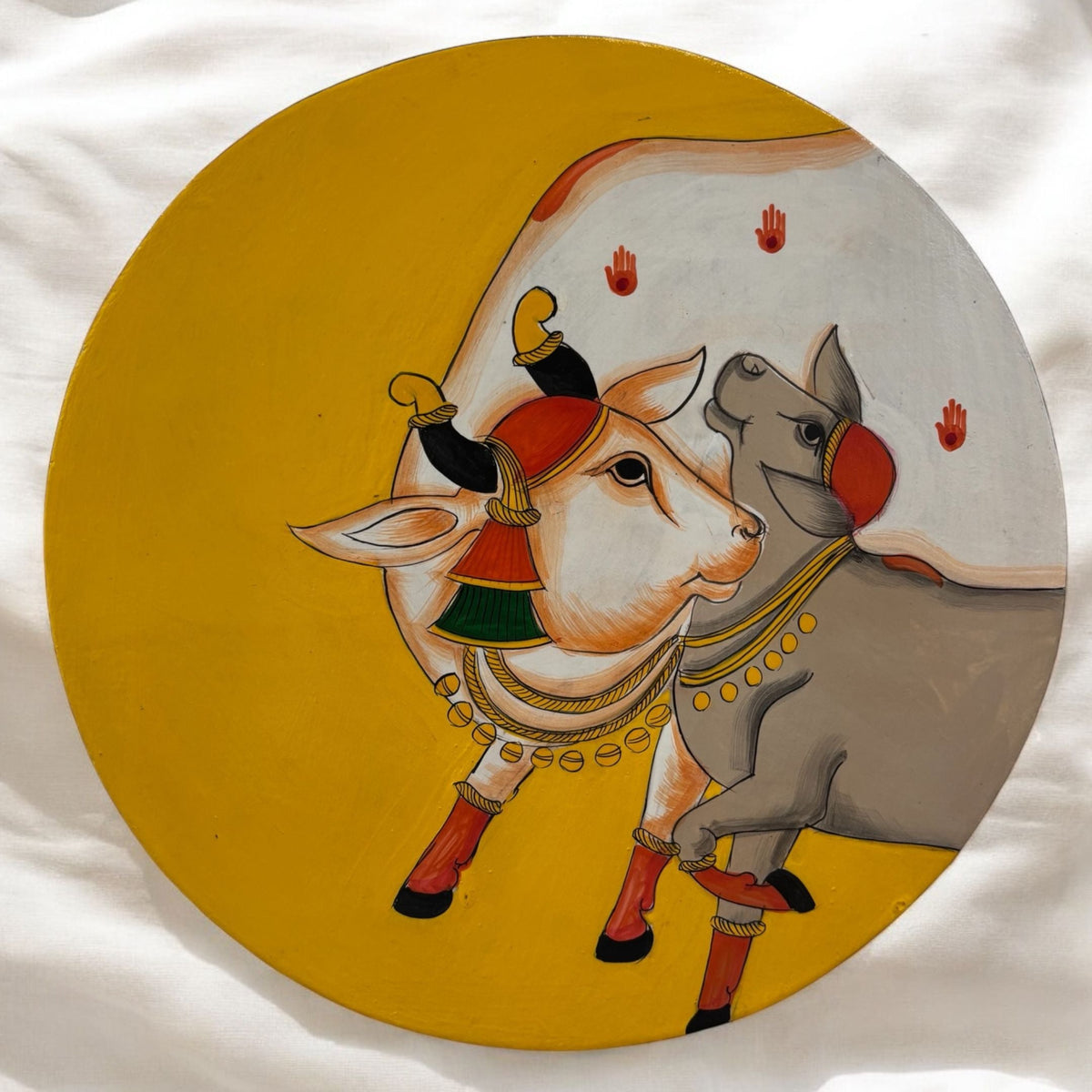 Pichwai Cow Wall Plate - 10-Inch Hand-Painted, 6 Designs