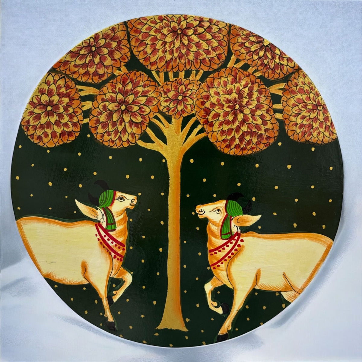 Pichwai Cow Wall Plate - 10-Inch Hand-Painted, 6 Designs
