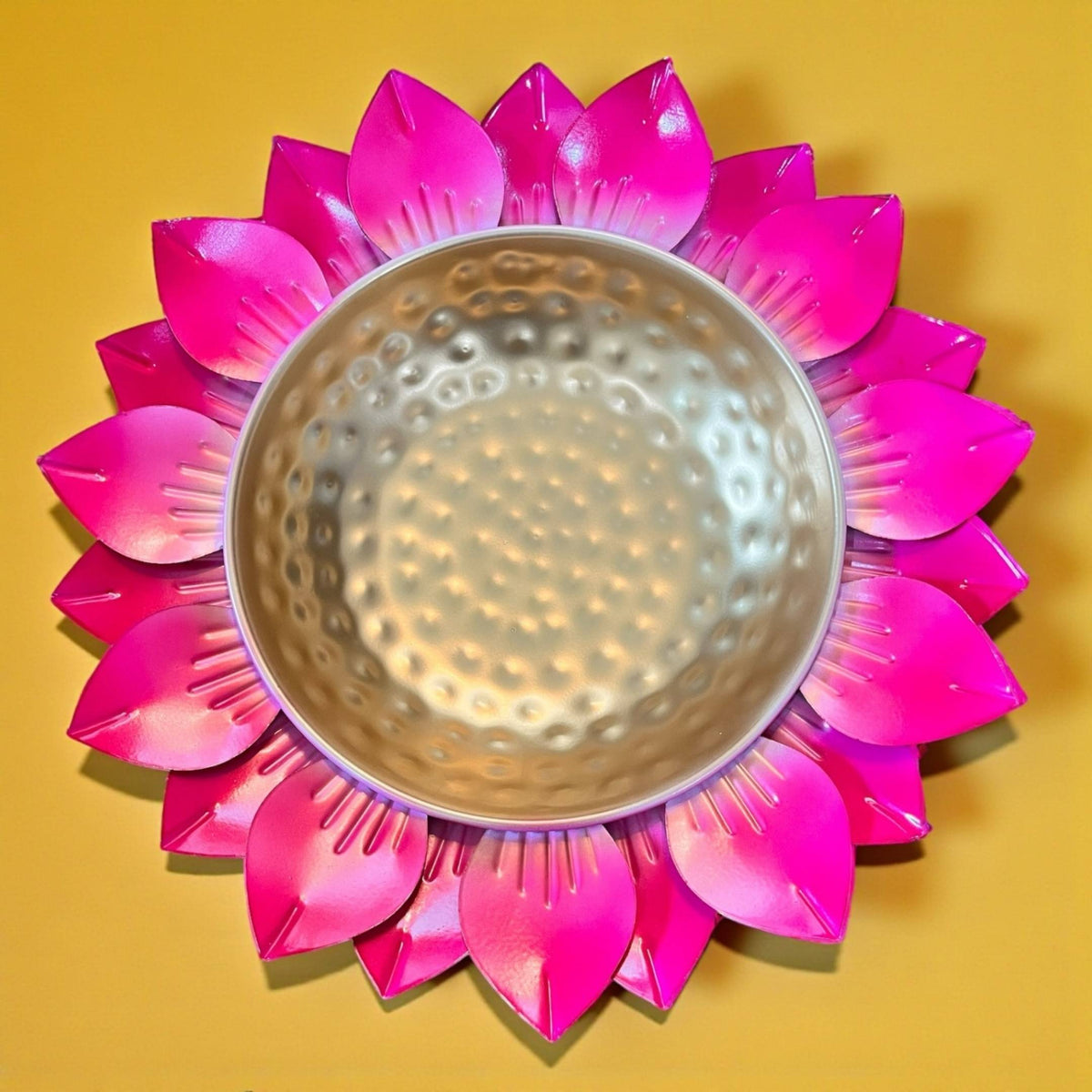 Sunflower Urli Bowls – Set of 3 Pink Petal Rim Urlis
