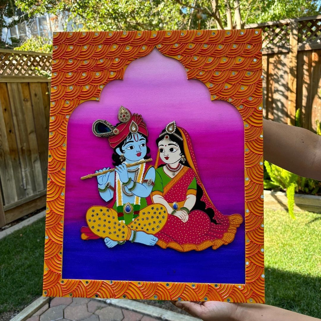 Radha Krishna Wall Art – 20x16 Raised Jharokha Panel