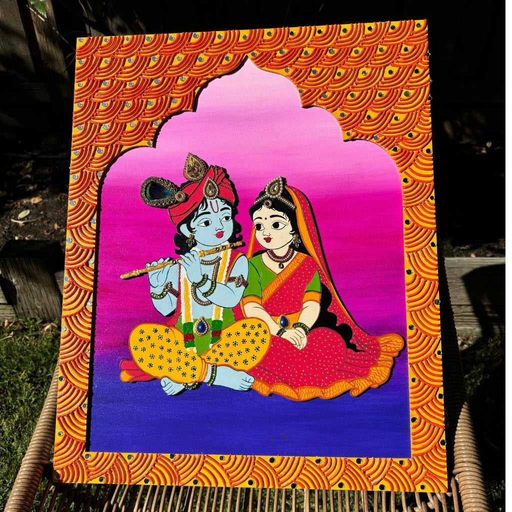 Radha Krishna Wall Art – 20x16 Raised Jharokha Panel