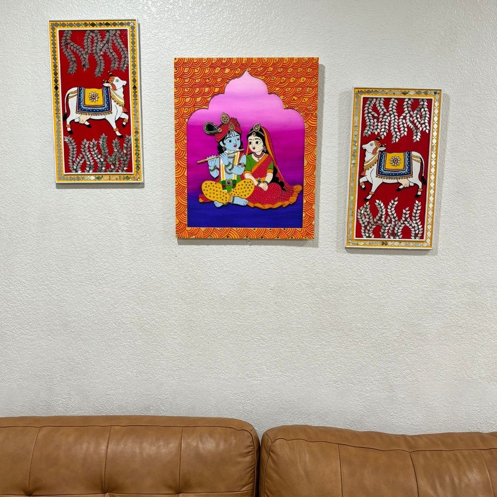 Radha Krishna Wall Art – 20x16 Raised Jharokha Panel