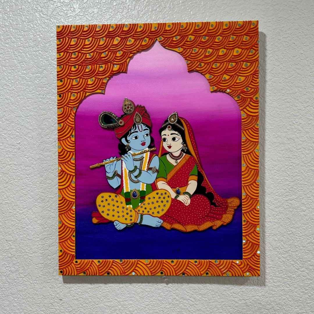 Radha Krishna Wall Art – 20x16 Raised Jharokha Panel