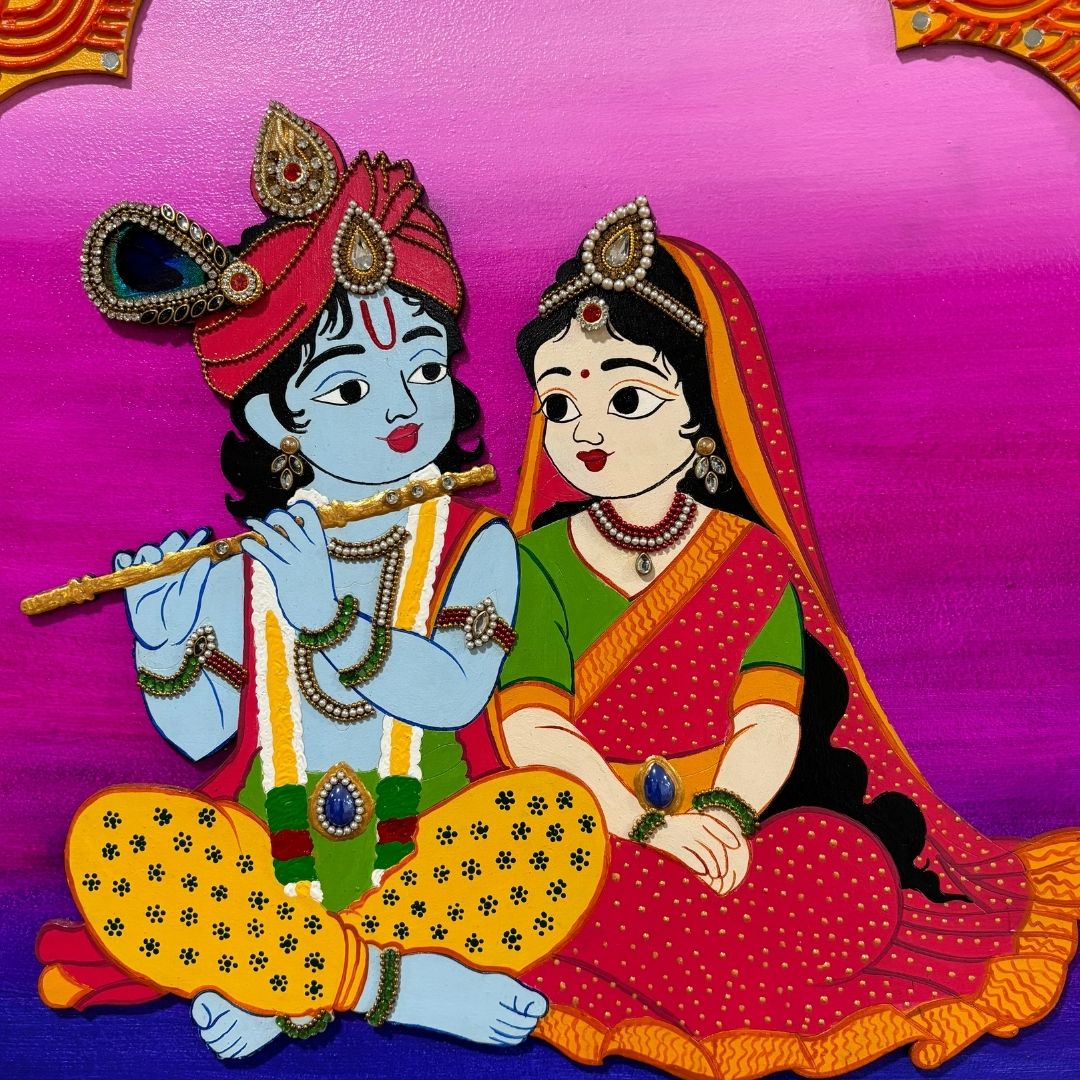 Radha Krishna Wall Art – 20x16 Raised Jharokha Panel
