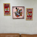 Radha Krishna Lippan Wall Art Set - 3 Mud & Mirror Panels