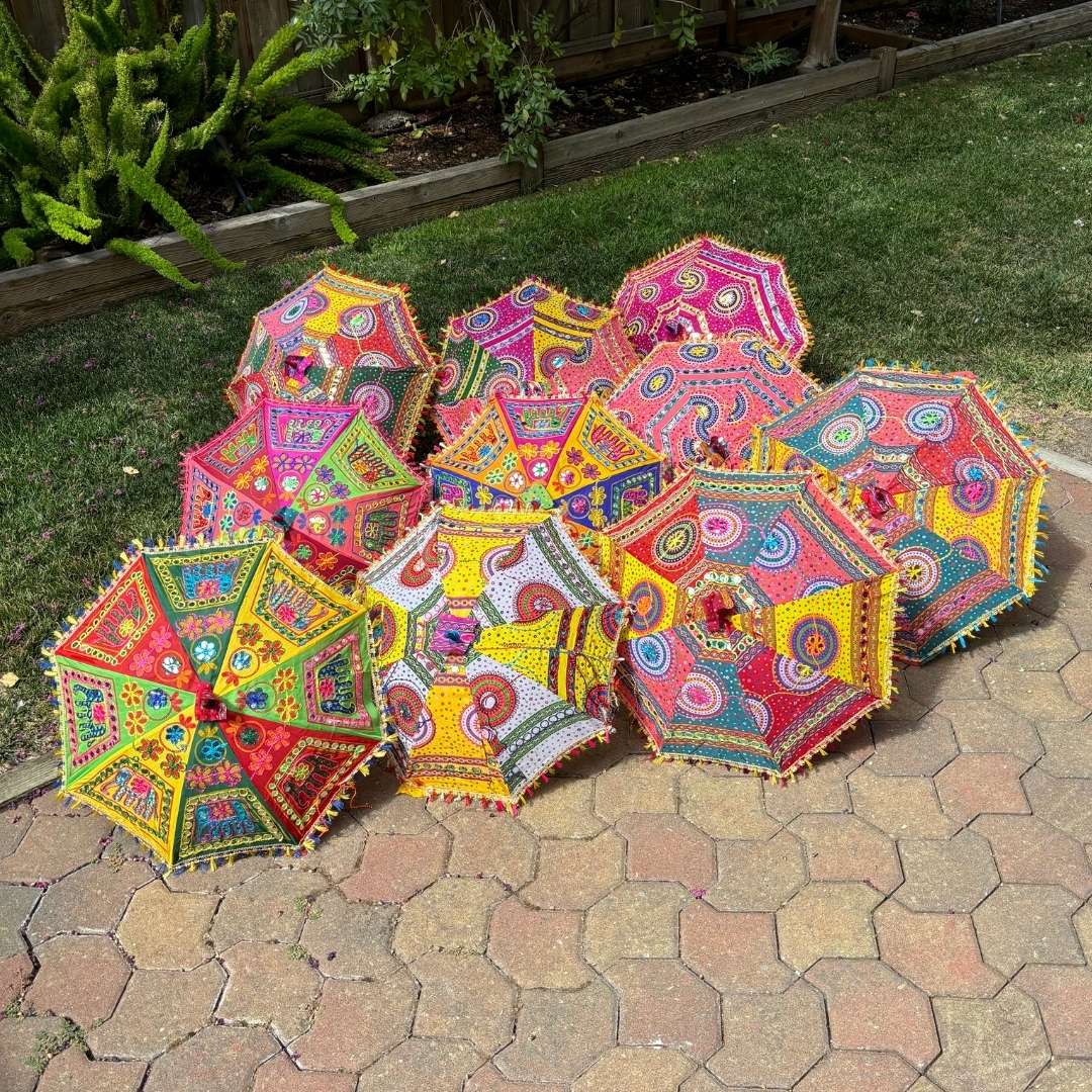 Bandhani Cotton Parasols - Decorative Umbrellas, Sets of 5-25