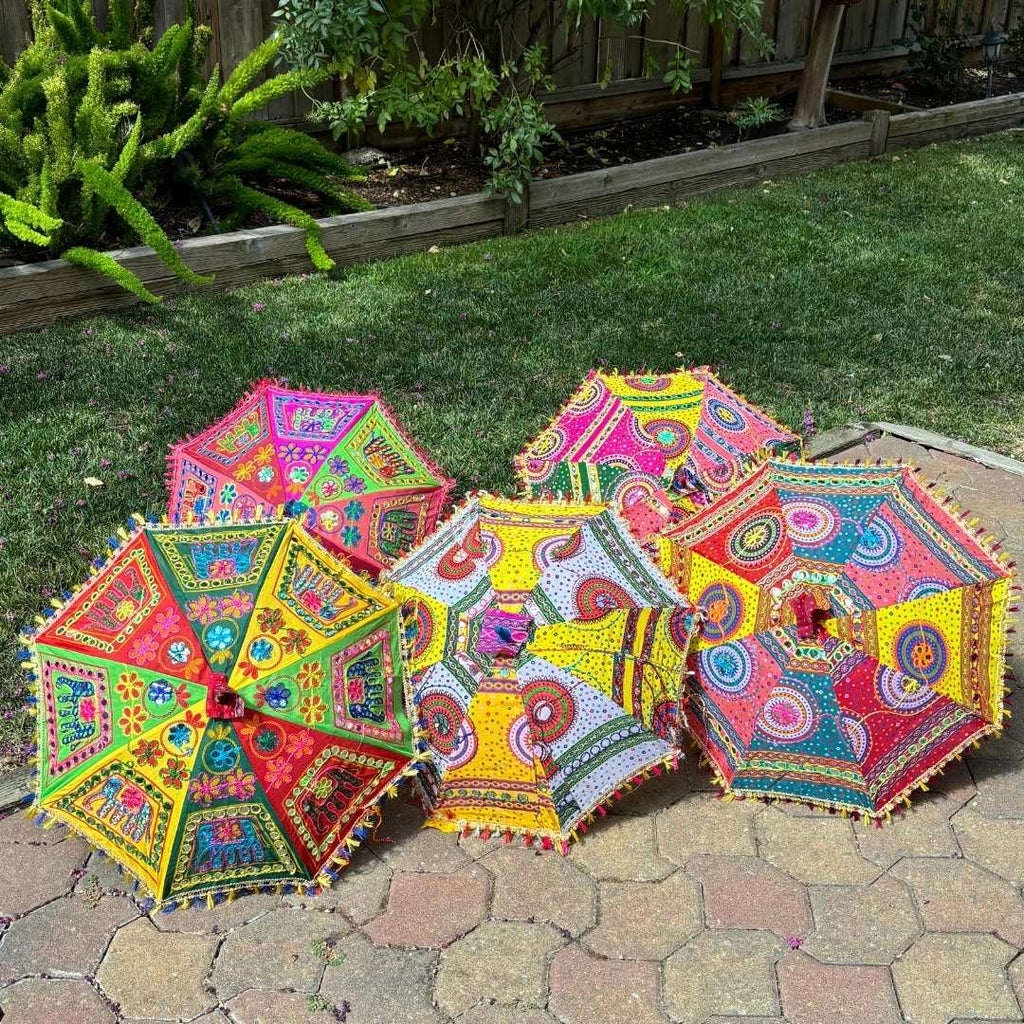 Bandhani Cotton Parasols - Decorative Umbrellas, Sets of 5-25