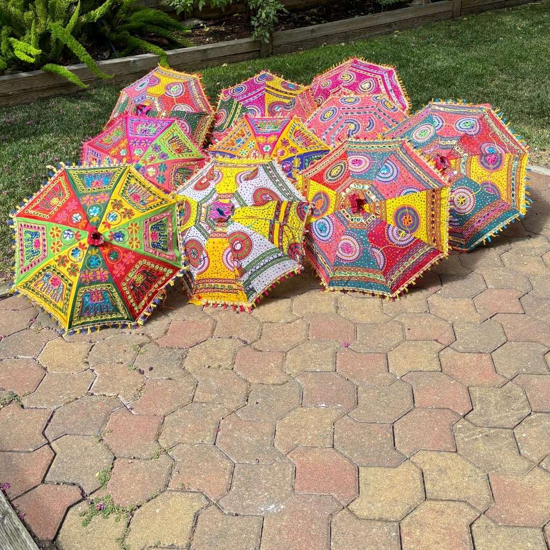 Bandhani Cotton Parasols - Decorative Umbrellas, Sets of 5-25