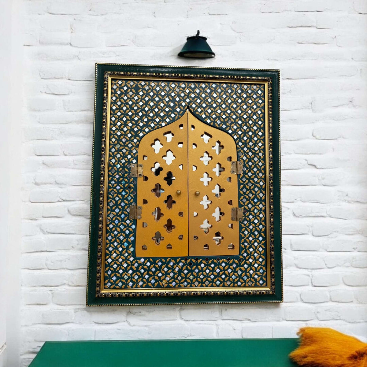Rajasthani Jharokha Mirror with Opening Doors – 20x16 Inches