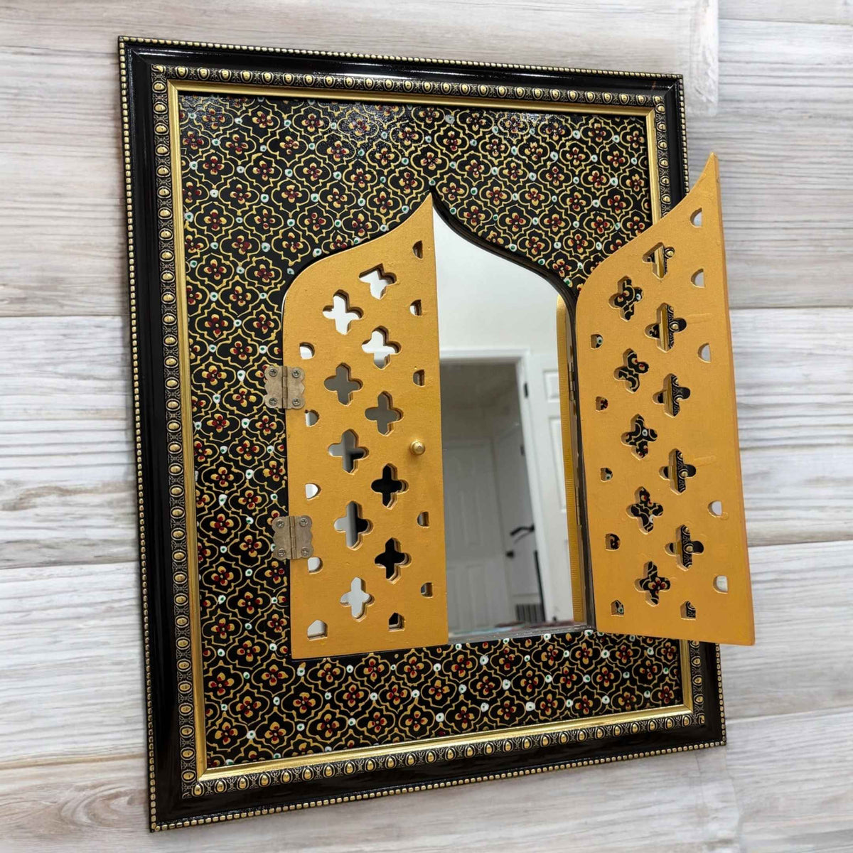 Rajasthani Jharokha Mirror with Opening Doors – 20x16 Inches