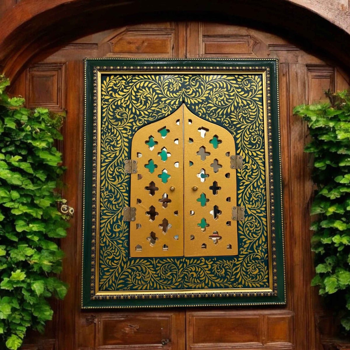 Rajasthani Jharokha Mirror with Opening Doors – 20x16 Inches