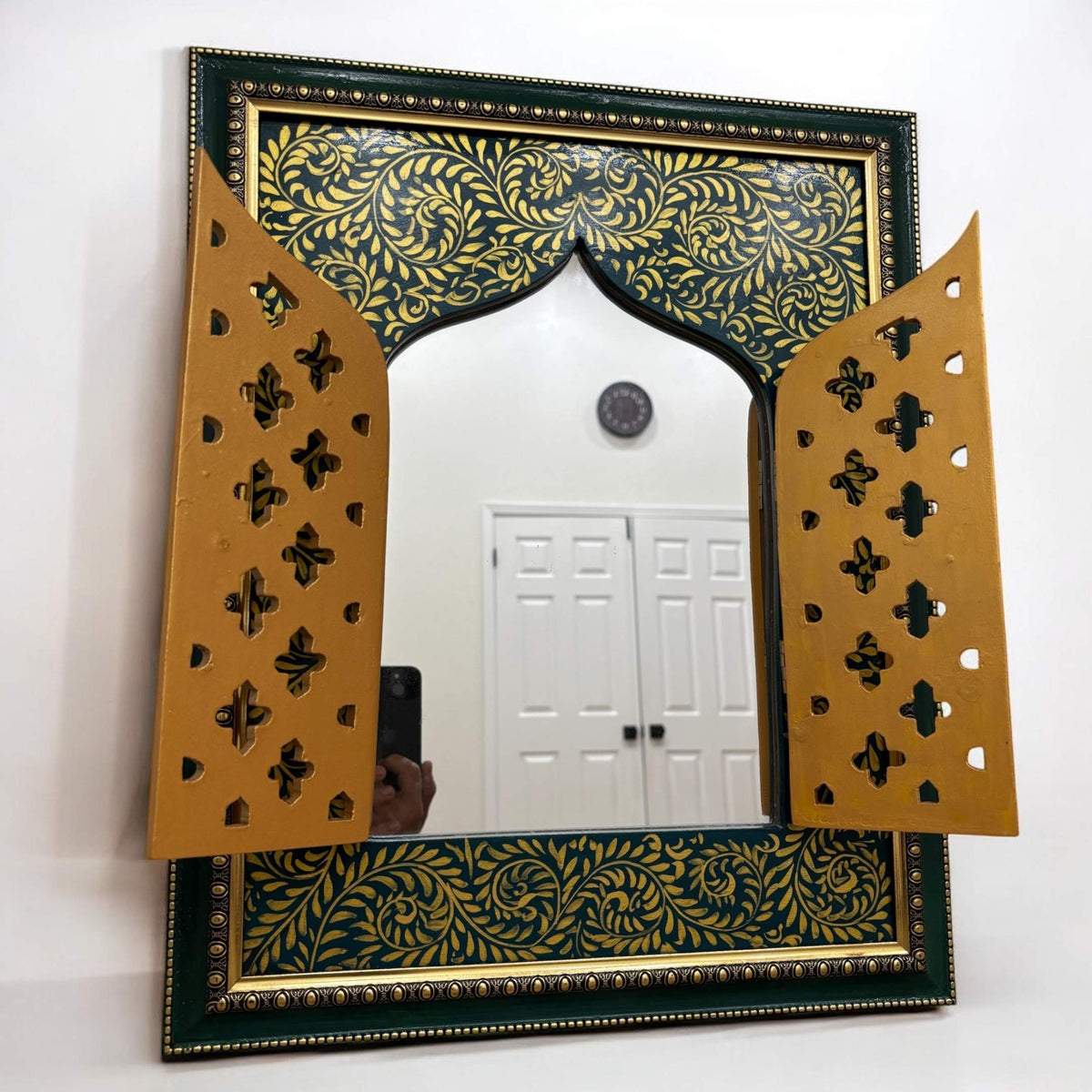 Rajasthani Jharokha Mirror with Opening Doors – 20x16 Inches