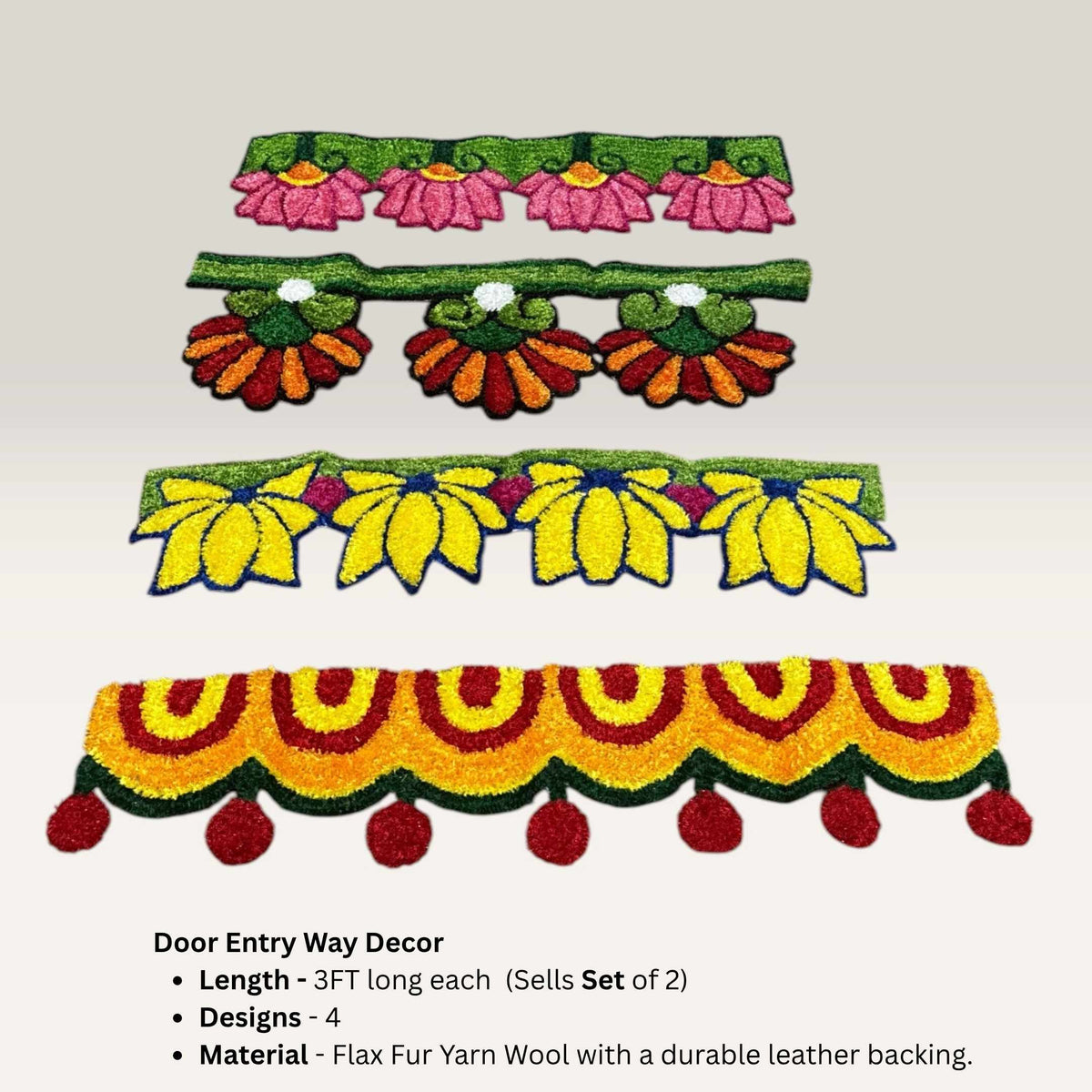 Border Rangoli Mat Set of 2 - 3FT Entryway Diwali Decor