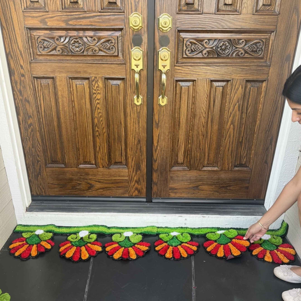 Border Rangoli Mat Set of 2 - 3FT Entryway Diwali Decor