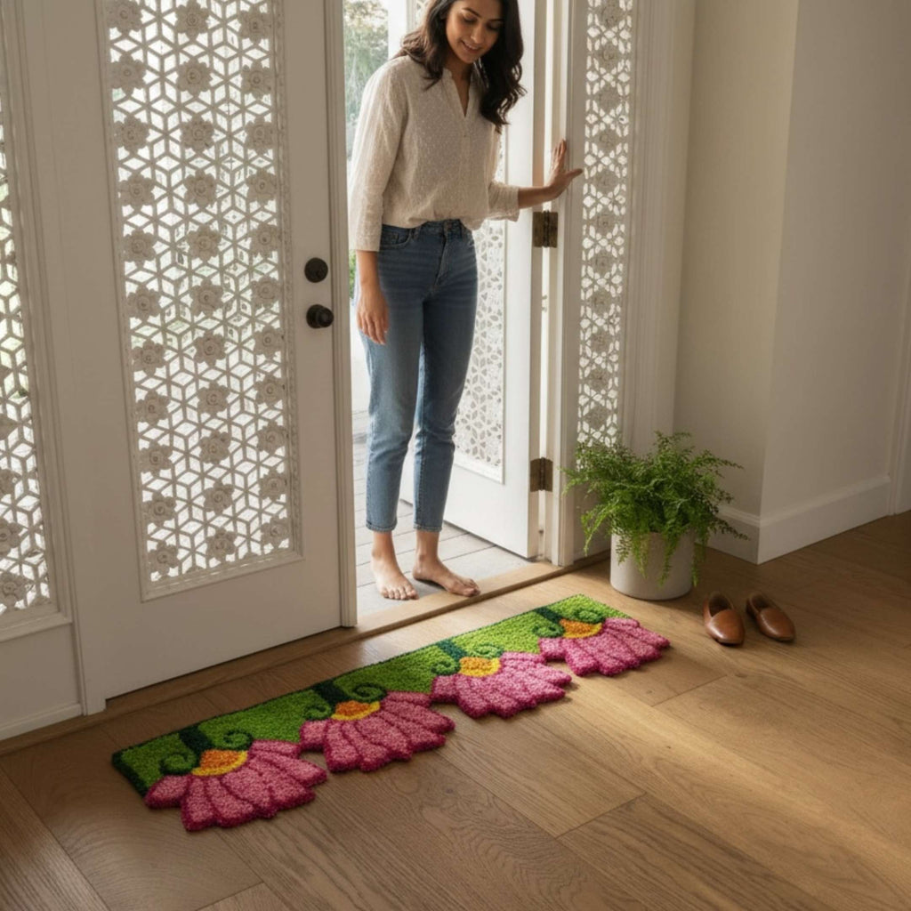 Border Rangoli Mat Set of 2 - 3FT Entryway Diwali Decor