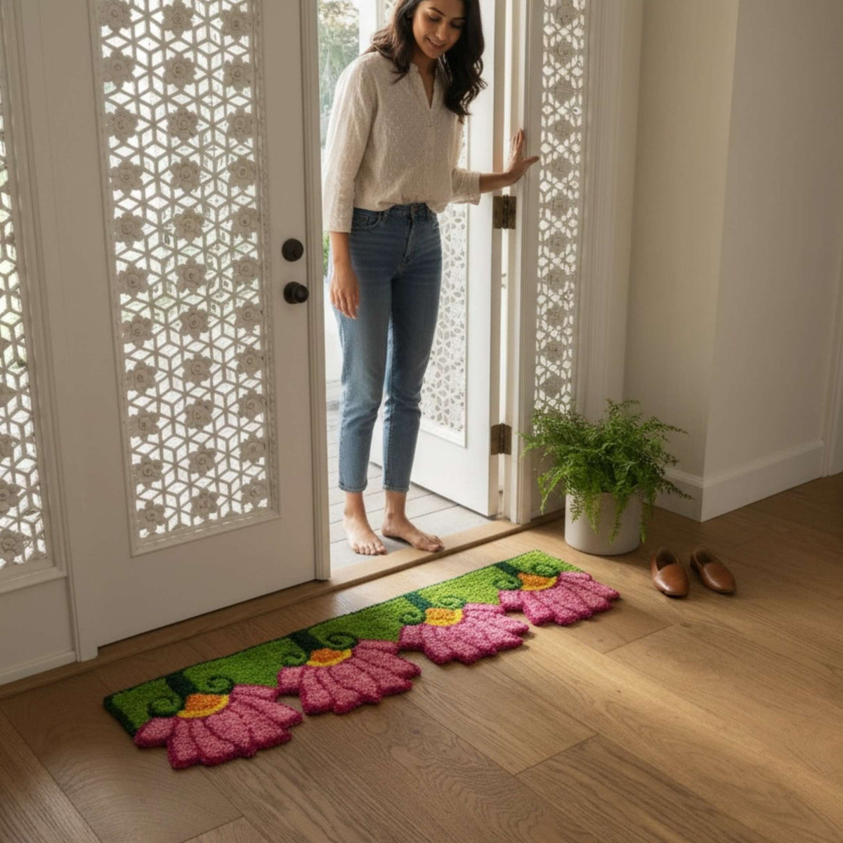 Border Rangoli Mat Set of 2 - 3FT Entryway Diwali Decor