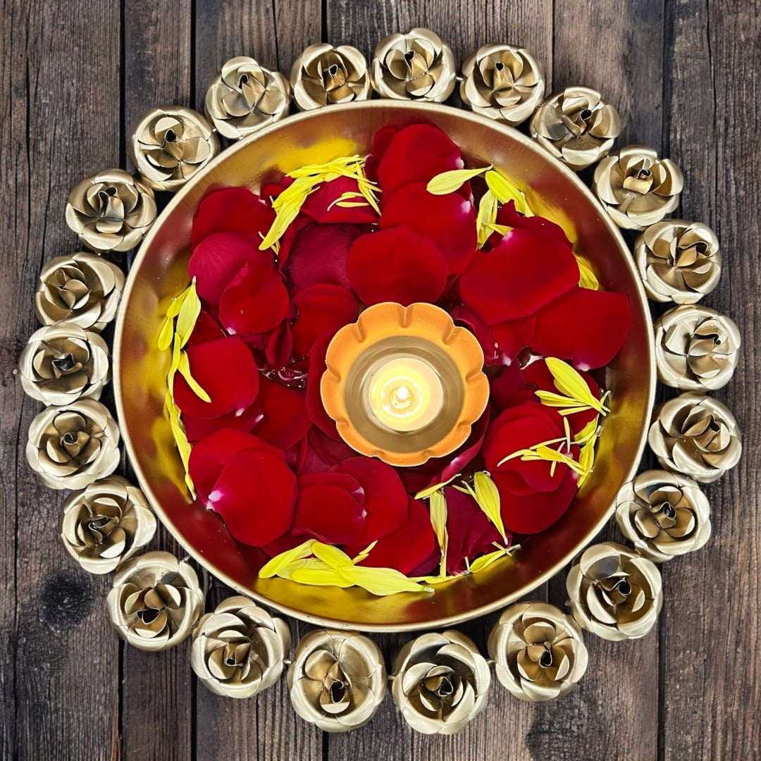 Rose Rim Urli Bowls – Set of 3 Compact Gold Urlis