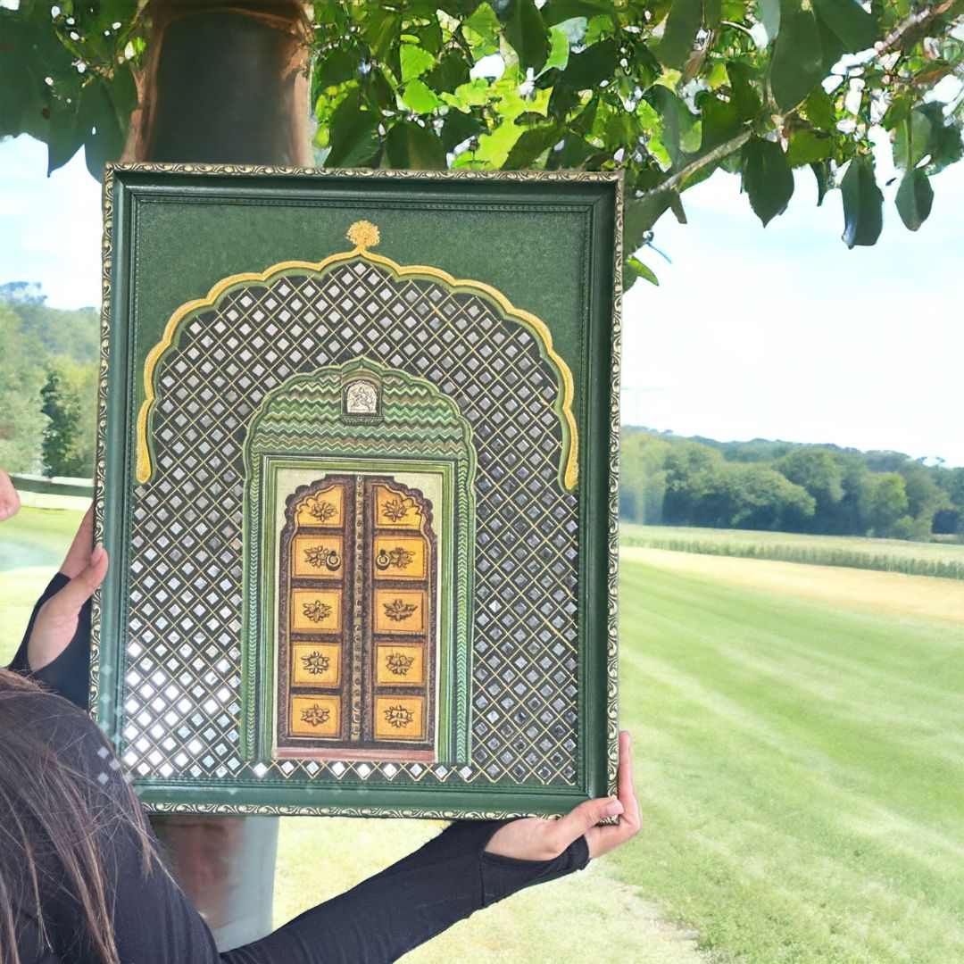 Emerald Yosemite Jharokha Wall Art – Signed Original, 20x16