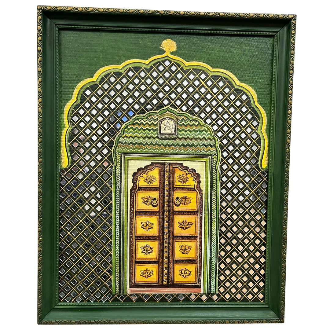 Emerald Yosemite Jharokha Wall Art – Signed Original, 20x16