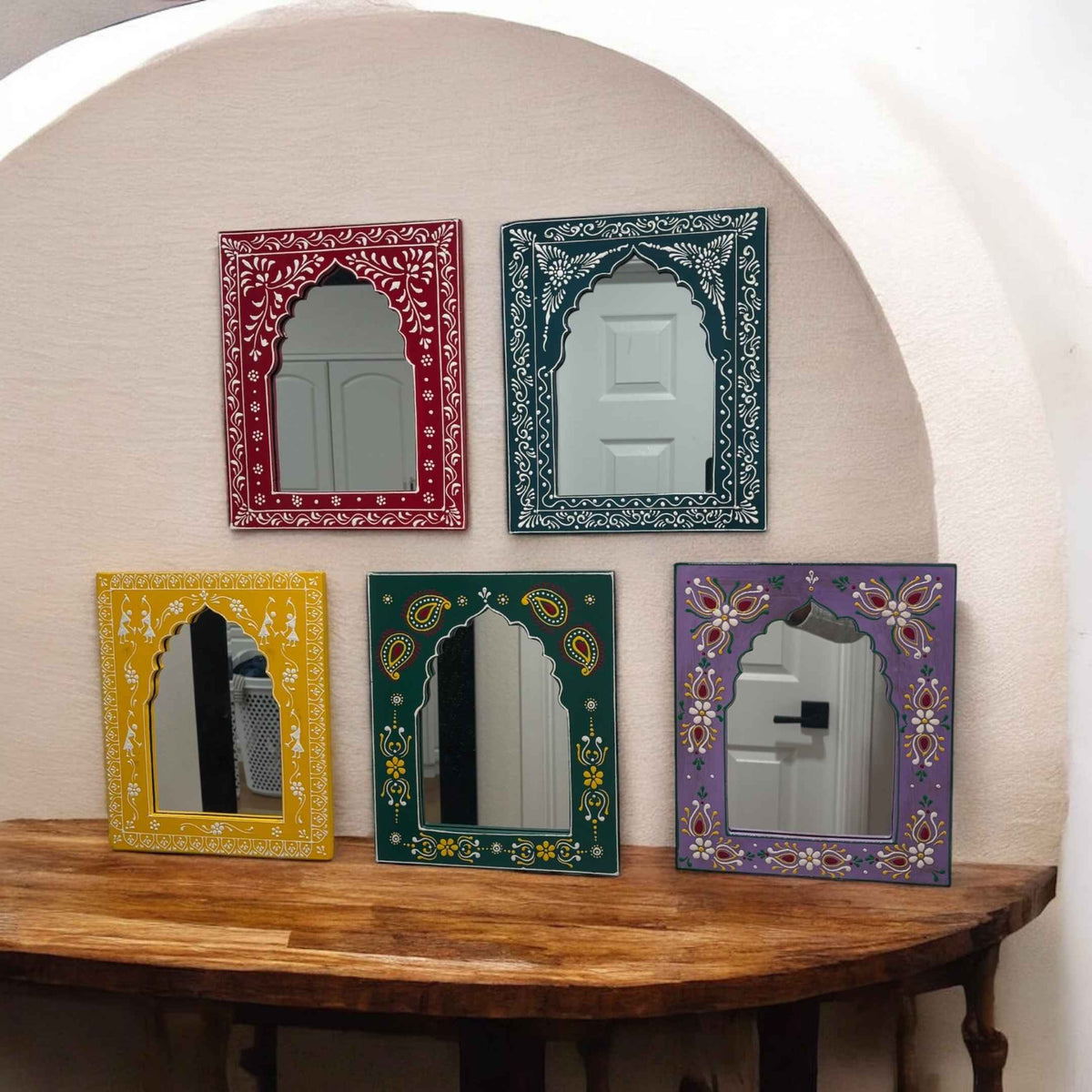 Jharokha Wall Mirror 12x10 – 5 Hand-Painted Colours